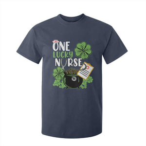 Funny One Lucky Nurse St Patricks Day T Shirt For Kid Scrub Life RN ICU ER with Stethoscope TS02 Navy Print Your Wear