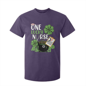 Funny One Lucky Nurse St Patricks Day T Shirt For Kid Scrub Life RN ICU ER with Stethoscope TS02 Purple Print Your Wear
