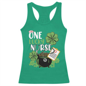 Funny One Lucky Nurse St Patricks Day Racerback Tank Top Scrub Life RN ICU ER with Stethoscope TS02 Irish Green Print Your Wear