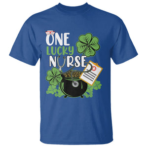 Funny One Lucky Nurse St. Patricks Day T Shirt Scrub Life RN ICU ER with Stethoscope TS02 Royal Blue Printyourwear