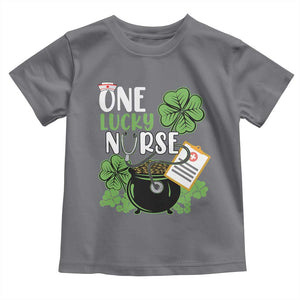 Funny One Lucky Nurse St Patricks Day Toddler T Shirt Scrub Life RN ICU ER with Stethoscope TS02 Charcoal Print Your Wear