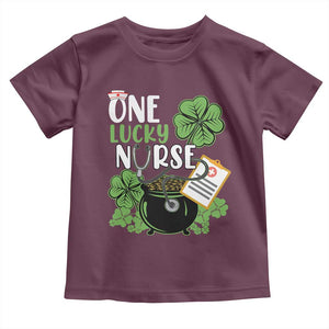 Funny One Lucky Nurse St Patricks Day Toddler T Shirt Scrub Life RN ICU ER with Stethoscope TS02 Maroon Print Your Wear