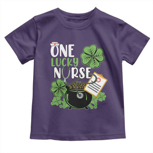 Funny One Lucky Nurse St Patricks Day Toddler T Shirt Scrub Life RN ICU ER with Stethoscope TS02 Purple Print Your Wear