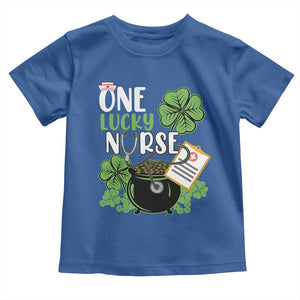 Funny One Lucky Nurse St Patricks Day Toddler T Shirt Scrub Life RN ICU ER with Stethoscope TS02 Royal Blue Print Your Wear