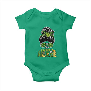 Funny One Lucky Nurse St Patricks Day Baby Onesie Scrub Life with Messy Bun TS02 Irish Green Print Your Wear