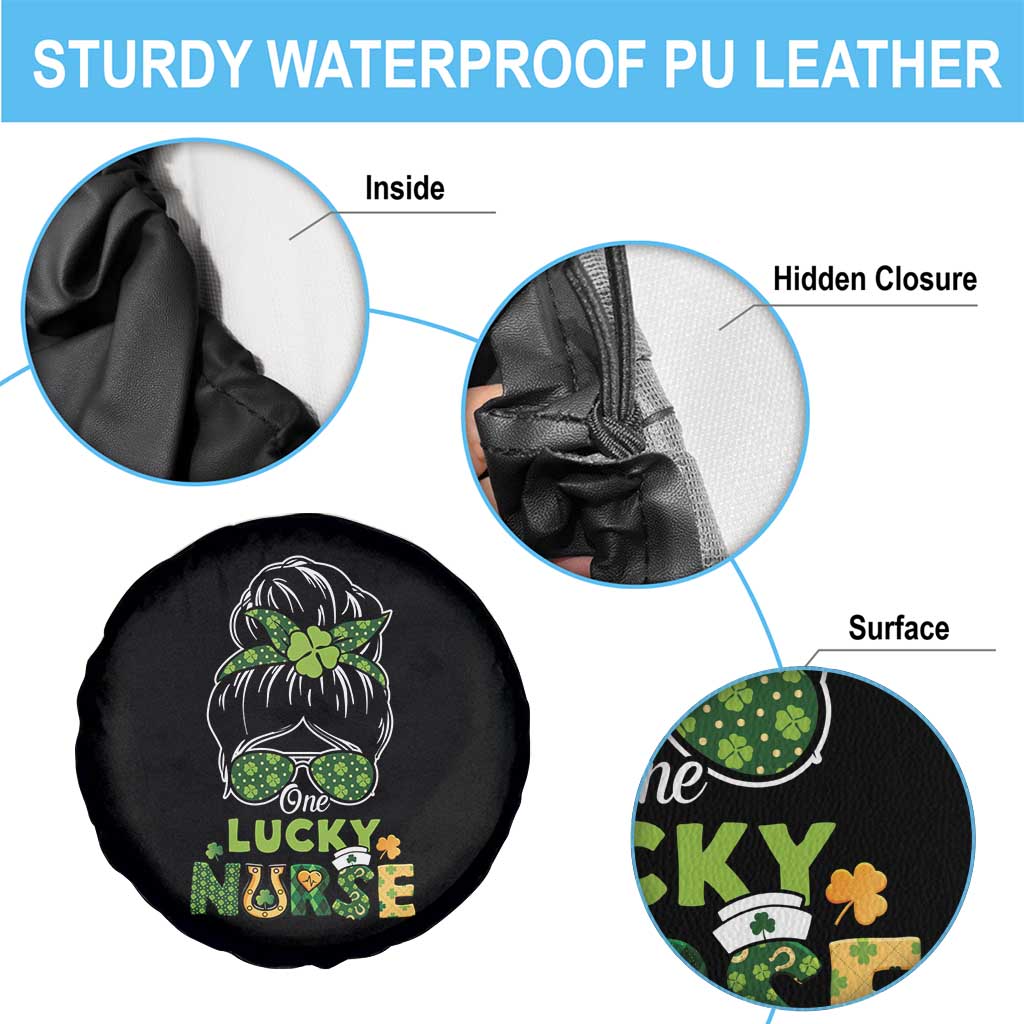 Funny One Lucky Nurse St Patricks Day Spare Tire Cover Scrub Life with Messy Bun TS02 Print Your Wear