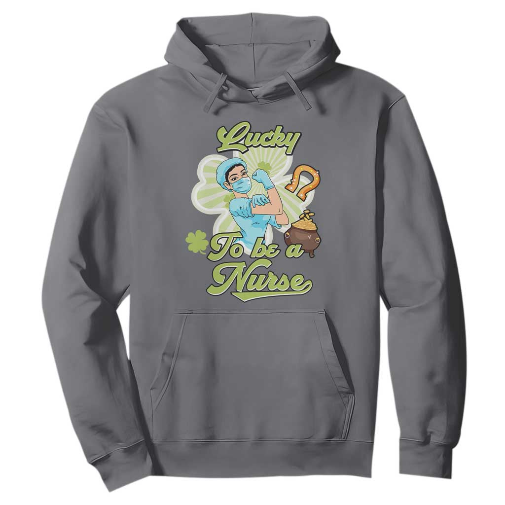 Funny Nurse St. Patricks Day Hoodie Lucky To Be A Nurse Strong Scrub Life TS02 Charcoal Printyourwear