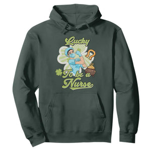 Funny Nurse St. Patricks Day Hoodie Lucky To Be A Nurse Strong Scrub Life TS02 Dark Forest Green Printyourwear