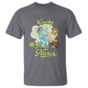 Funny Nurse St. Patricks Day T Shirt Lucky To Be A Nurse Strong Scrub Life TS02 Charcoal Printyourwear