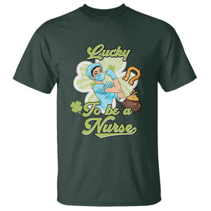 Funny Nurse St. Patricks Day T Shirt Lucky To Be A Nurse Strong Scrub Life TS02 Dark Forest Green Printyourwear