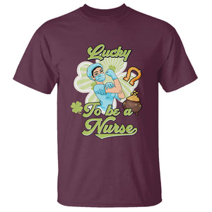 Funny Nurse St. Patricks Day T Shirt Lucky To Be A Nurse Strong Scrub Life TS02 Maroon Printyourwear