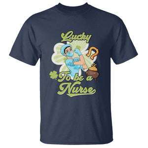 Funny Nurse St. Patricks Day T Shirt Lucky To Be A Nurse Strong Scrub Life TS02 Navy Printyourwear