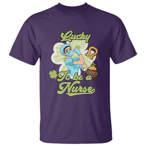 Funny Nurse St. Patricks Day T Shirt Lucky To Be A Nurse Strong Scrub Life TS02 Purple Printyourwear