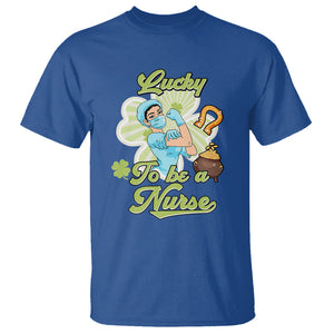 Funny Nurse St. Patricks Day T Shirt Lucky To Be A Nurse Strong Scrub Life TS02 Royal Blue Printyourwear
