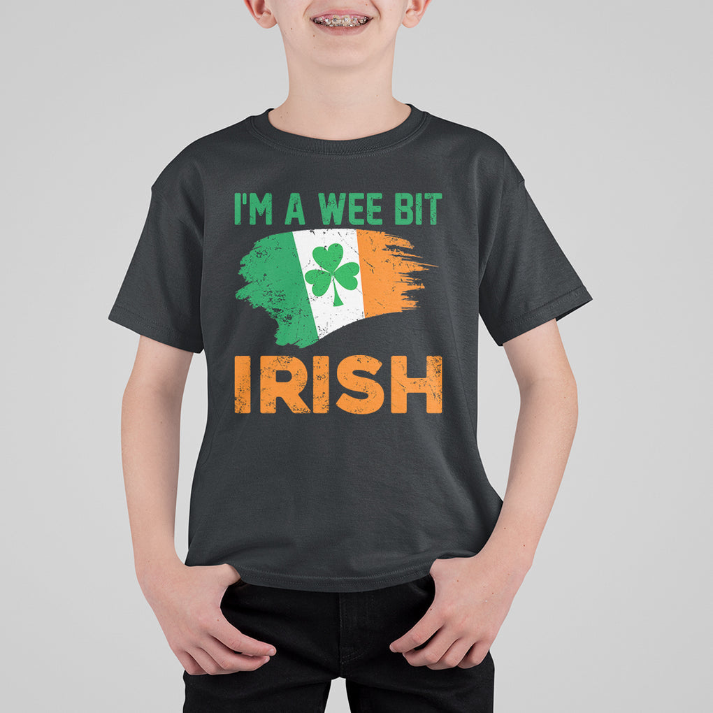 Funny St. Patricks Day T Shirt For Kid I'm A Wee Bit Irish Leprechaun Shenanigan TS02 Black Printyourwear