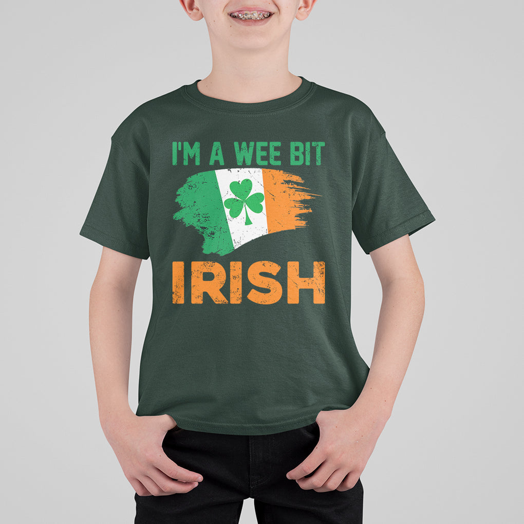Funny St. Patricks Day T Shirt For Kid I'm A Wee Bit Irish Leprechaun Shenanigan TS02 Dark Forest Green Printyourwear