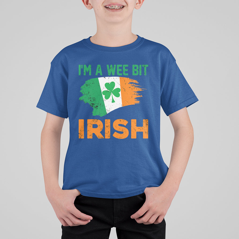 Funny St. Patricks Day T Shirt For Kid I'm A Wee Bit Irish Leprechaun Shenanigan TS02 Royal Blue Printyourwear
