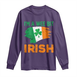 Funny St Patricks Day Long Sleeve Shirt I'm A Wee Bit Irish Leprechaun Shenanigan TS02 Purple Print Your Wear