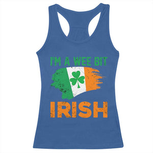 Funny St Patricks Day Racerback Tank Top I'm A Wee Bit Irish Leprechaun Shenanigan TS02 Royal Blue Print Your Wear