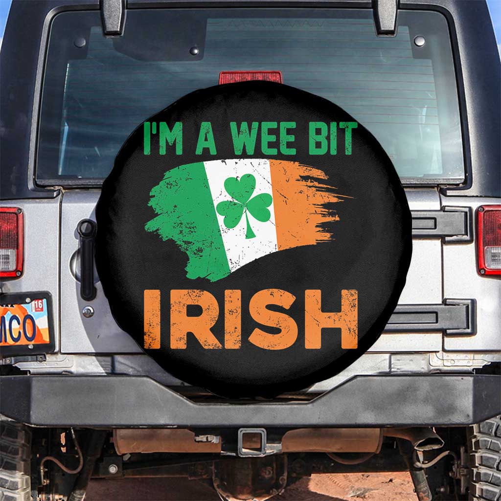 Funny St Patricks Day Spare Tire Cover I'm A Wee Bit Irish Leprechaun Shenanigan TS02 No hole Black Print Your Wear