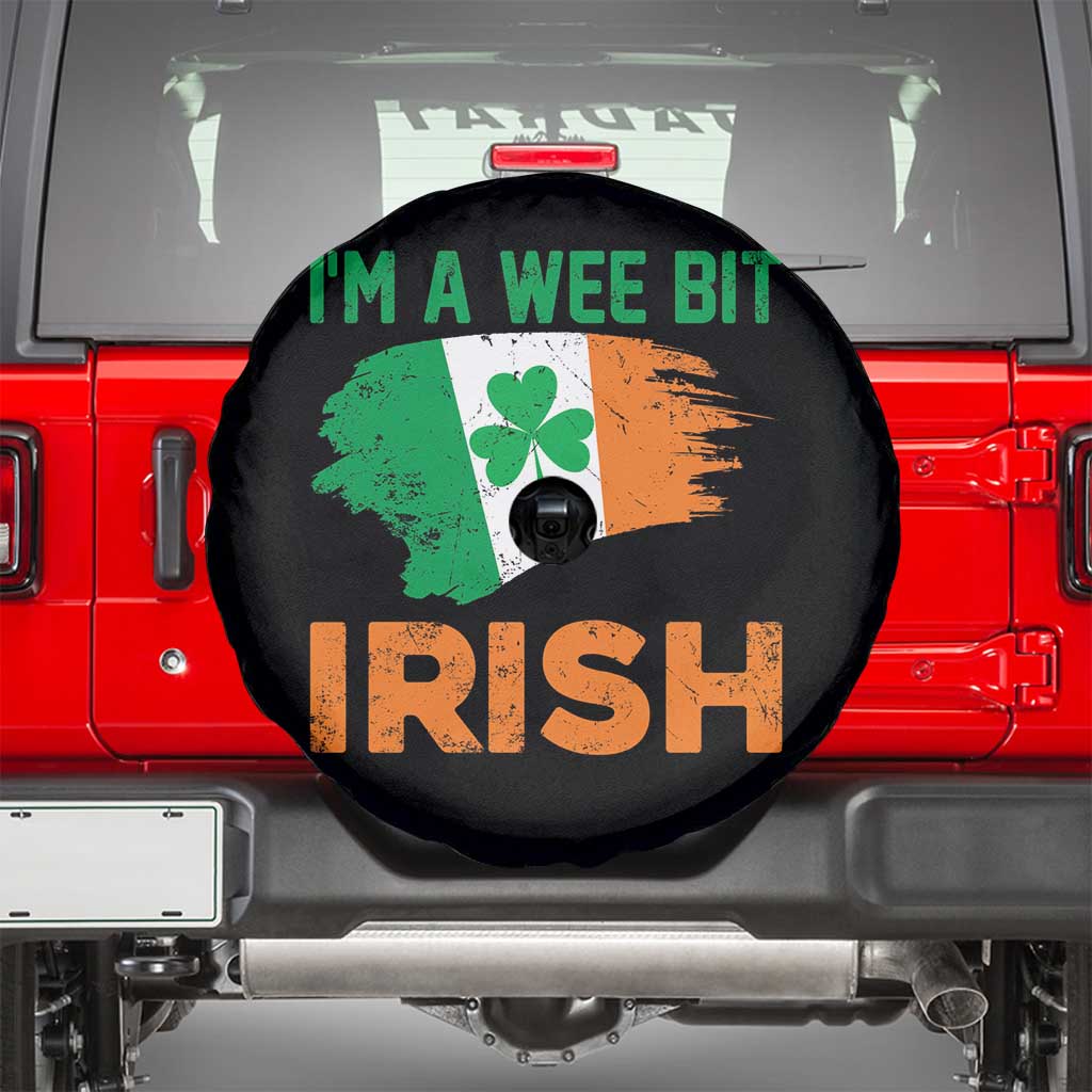 Funny St Patricks Day Spare Tire Cover I'm A Wee Bit Irish Leprechaun Shenanigan TS02 Black Print Your Wear