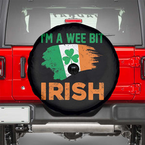 Funny St Patricks Day Spare Tire Cover I'm A Wee Bit Irish Leprechaun Shenanigan TS02 Black Print Your Wear