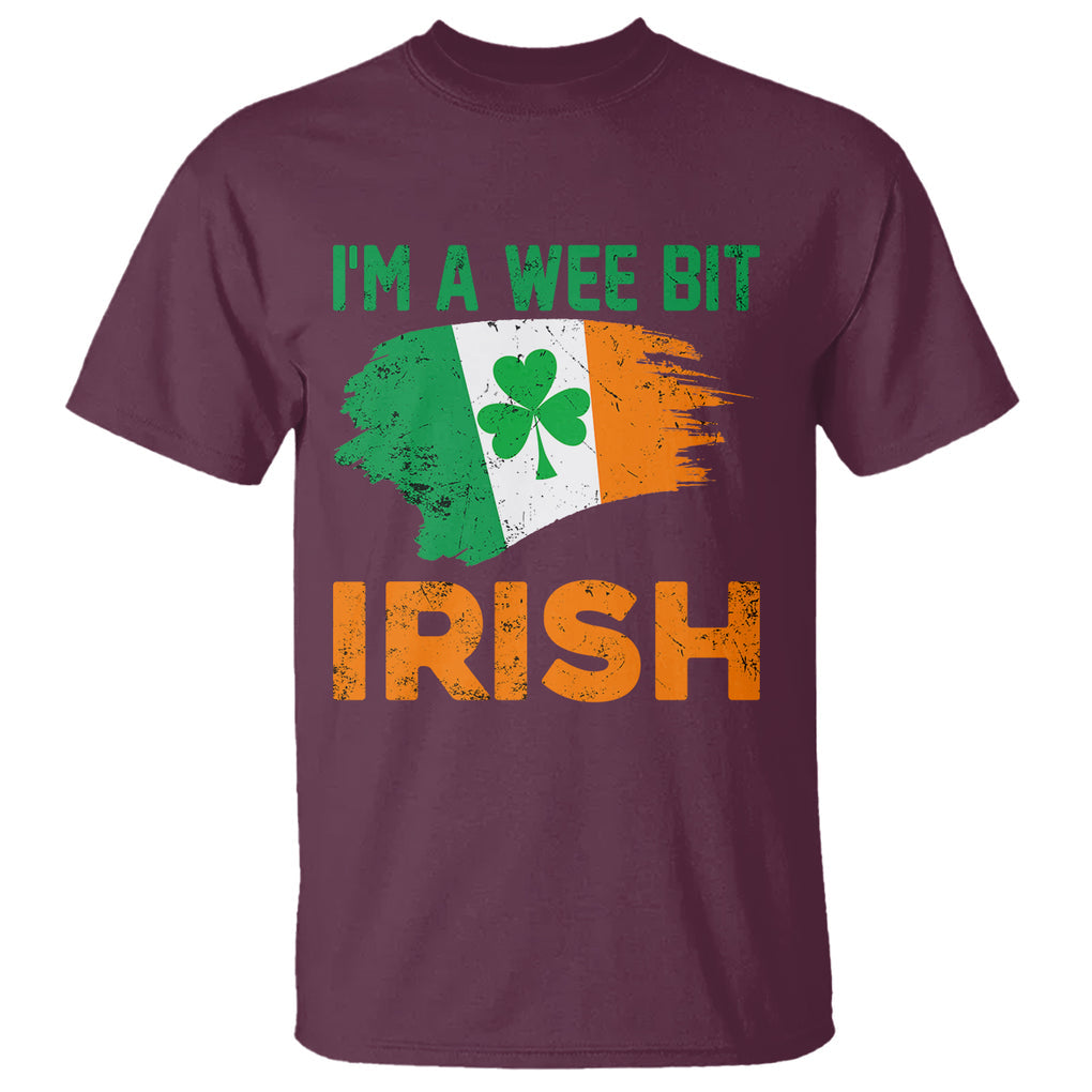 Funny St. Patricks Day T Shirt I'm A Wee Bit Irish Leprechaun Shenanigan TS02 Maroon Printyourwear