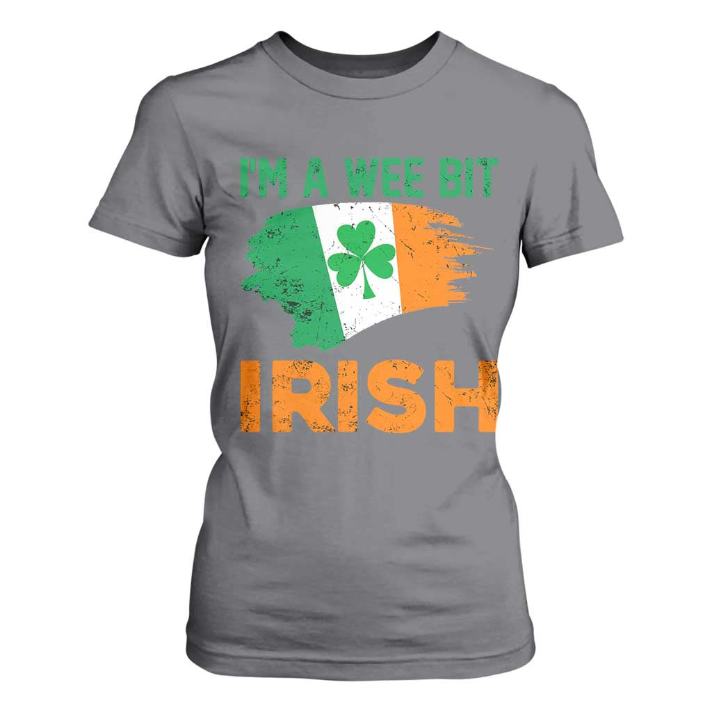 Funny St Patricks Day T Shirt For Women I'm A Wee Bit Irish Leprechaun Shenanigan TS02 Charcoal Print Your Wear