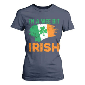 Funny St Patricks Day T Shirt For Women I'm A Wee Bit Irish Leprechaun Shenanigan TS02 Navy Print Your Wear