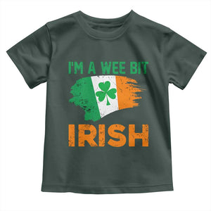 Funny St Patricks Day Toddler T Shirt I'm A Wee Bit Irish Leprechaun Shenanigan TS02 Dark Forest Green Print Your Wear
