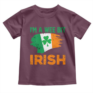 Funny St Patricks Day Toddler T Shirt I'm A Wee Bit Irish Leprechaun Shenanigan TS02 Maroon Print Your Wear