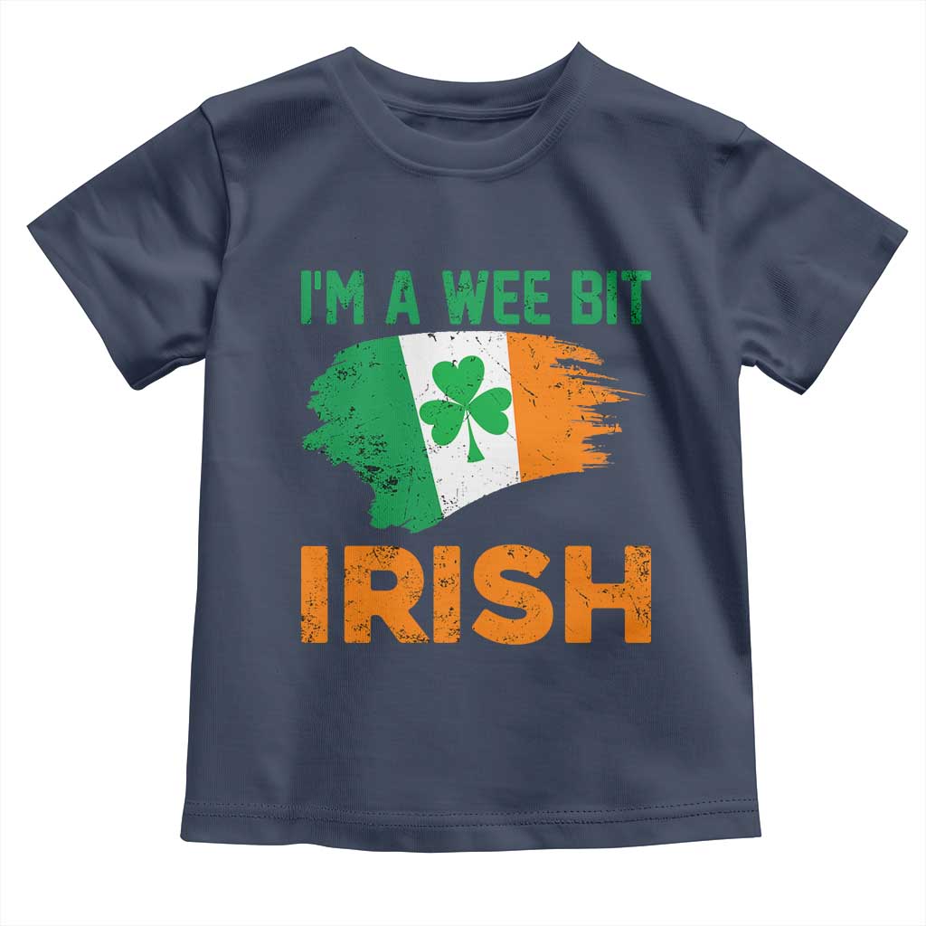 Funny St Patricks Day Toddler T Shirt I'm A Wee Bit Irish Leprechaun Shenanigan TS02 Navy Print Your Wear