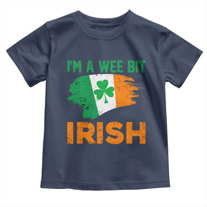 Funny St Patricks Day Toddler T Shirt I'm A Wee Bit Irish Leprechaun Shenanigan TS02 Navy Print Your Wear