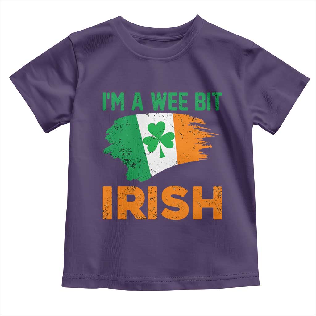 Funny St Patricks Day Toddler T Shirt I'm A Wee Bit Irish Leprechaun Shenanigan TS02 Purple Print Your Wear