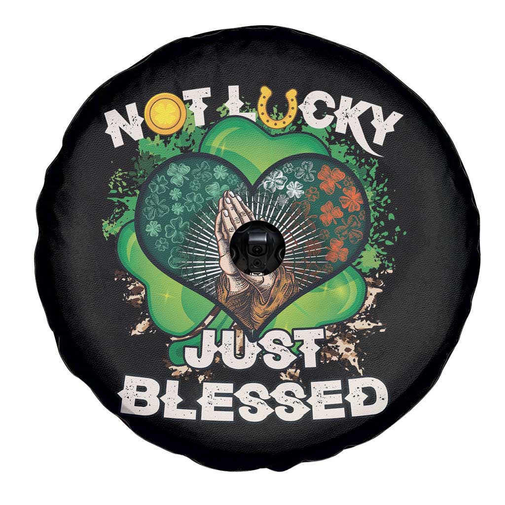 Funny St Patricks Day Spare Tire Cover Not Lucky Simply Blessed Shamrock Christian with Praying Hands TS02 Print Your Wear