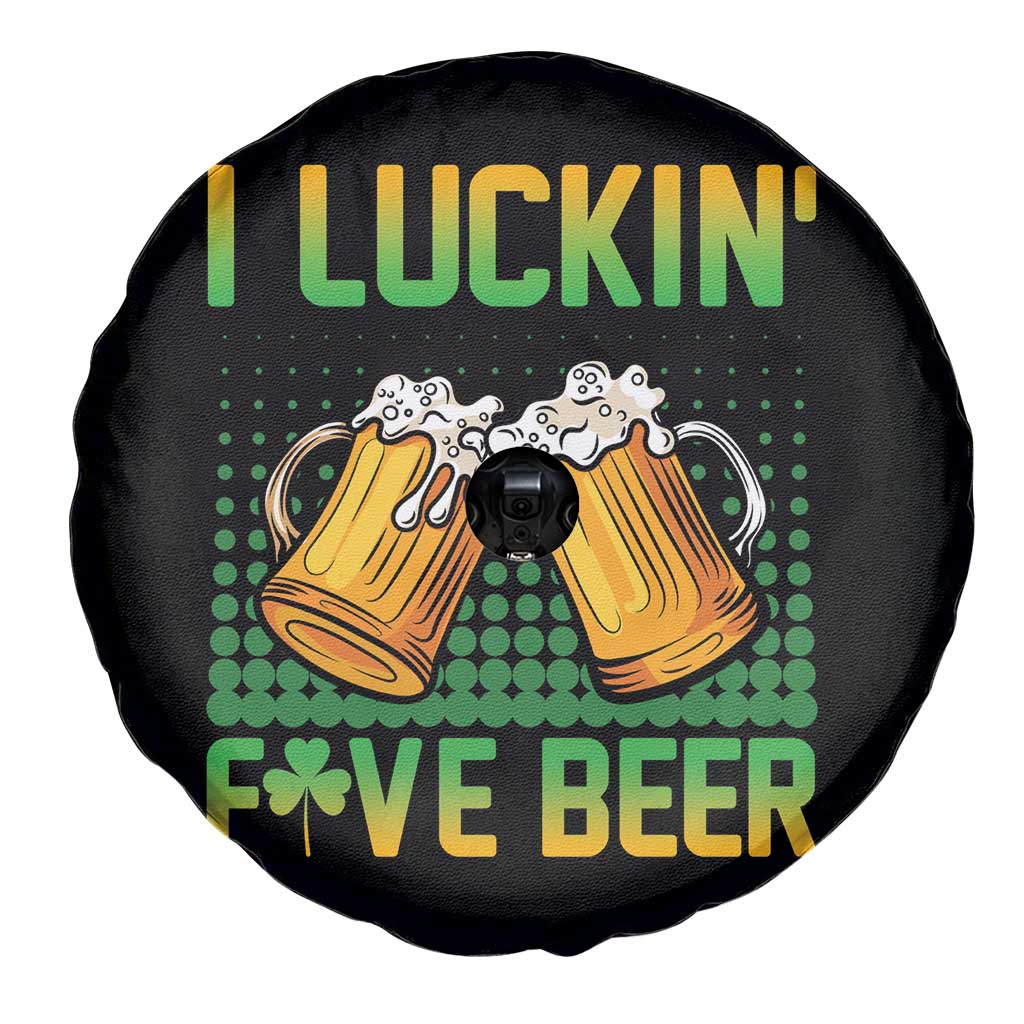 Funny St Patricks Day Drinking Spare Tire Cover I Luckin' Fove Beer Lovers TS02 Print Your Wear