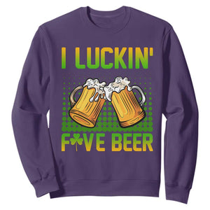 Funny St. Patricks Day Drinking Sweatshirt I Luckin' Fove Beer Lovers TS02 Purple Printyourwear