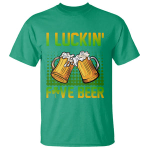 Funny St. Patricks Day Drinking T Shirt I Luckin' Fove Beer Lovers TS02 Irish Green Printyourwear