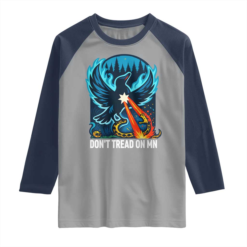 Don’t Tread on MN Minnesota Raglan Shirt Rebel Loon Ice Out Resistance TS02 Sport Gray Navy Print Your Wear