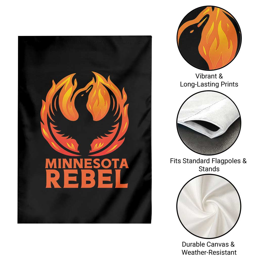 Minnesota Rebel Loon Garden Flag Rising From Fire Political Resistance TS02 Print Your Wear