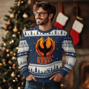 Minnesota Rebel Loon Ugly Christmas Sweater Rising From Fire Political Resistance TS02 Navy Beige Print Your Wear
