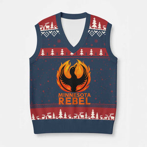 Minnesota Rebel Loon V-Neck Knit Sweater Vest Rising From Fire Political Resistance TS02 Navy Red Print Your Wear