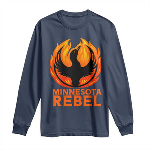 Minnesota Rebel Loon Long Sleeve Shirt Rising From Fire Political Resistance TS02 Navy Print Your Wear