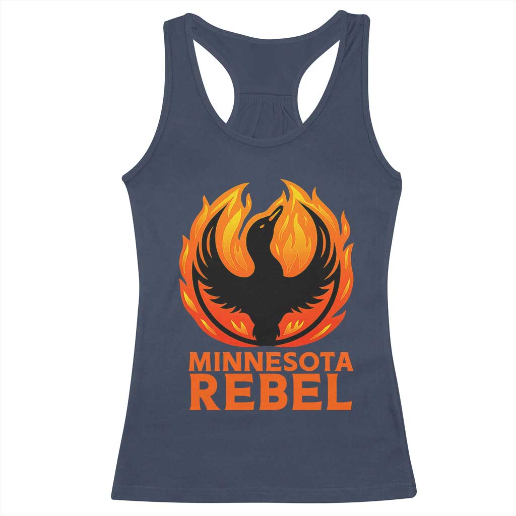 Minnesota Rebel Loon Racerback Tank Top Rising From Fire Political Resistance TS02 Navy Print Your Wear