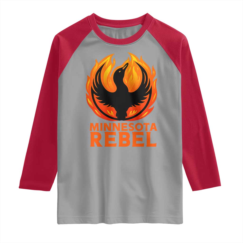 Minnesota Rebel Loon Raglan Shirt Rising From Fire Political Resistance TS02 Sport Gray Red Print Your Wear