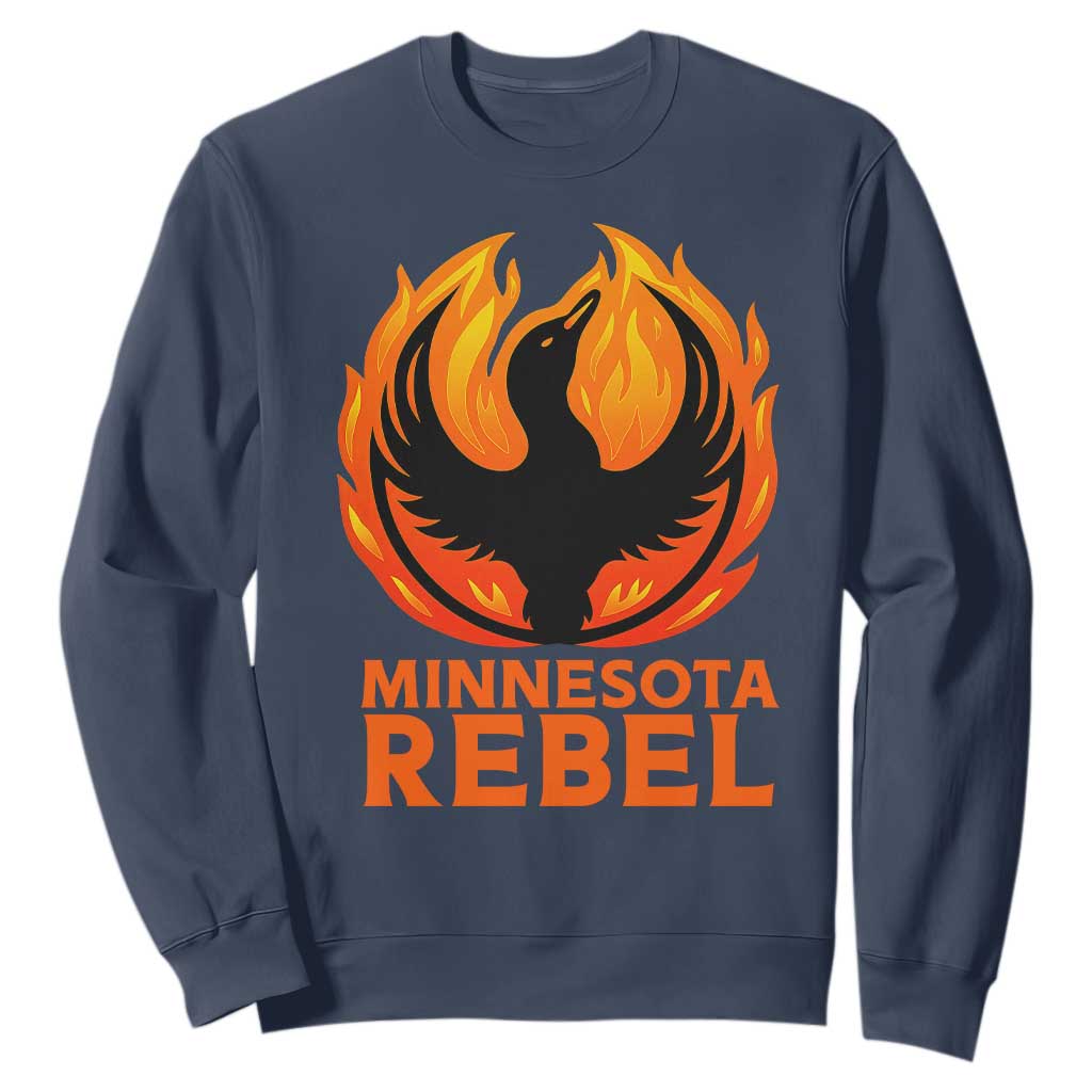 Minnesota Rebel Loon Sweatshirt Rising From Fire Political Resistance TS02 Navy Print Your Wear