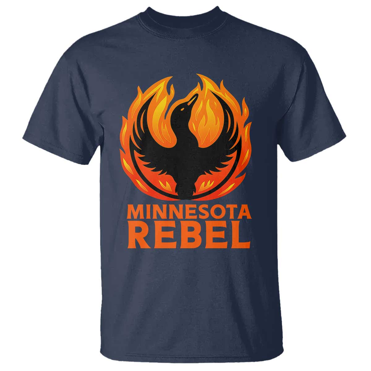 Minnesota Rebel Loon T Shirt Rising From Fire Political Resistance TS02 Navy Print Your Wear