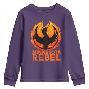 Minnesota Rebel Loon Youth Sweatshirt Rising From Fire Political Resistance TS02 Purple Print Your Wear