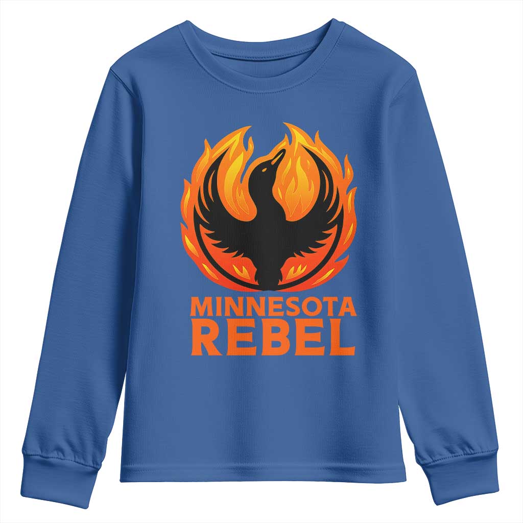 Minnesota Rebel Loon Youth Sweatshirt Rising From Fire Political Resistance TS02 Royal Blue Print Your Wear