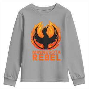 Minnesota Rebel Loon Youth Sweatshirt Rising From Fire Political Resistance TS02 Sport Gray Print Your Wear